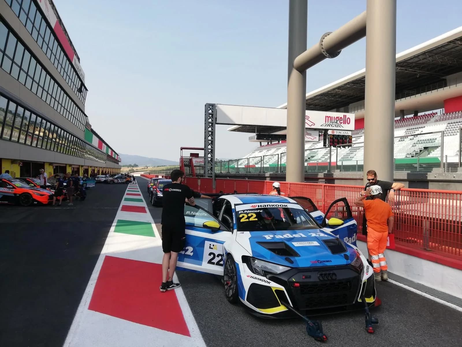 Audi RS3 LMS TCR #22 — pit lane Mugello Circuit